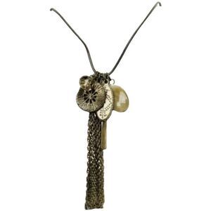 Vintage NY Rose Gold Tone Beaded Chain Pendant Tassel Charm Necklace 33”